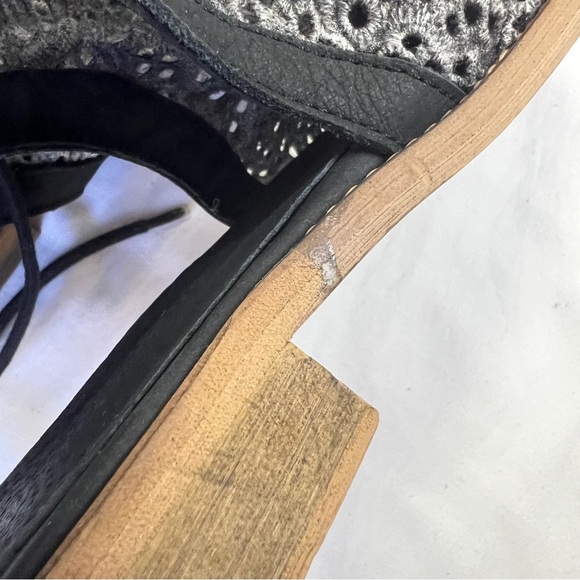 Musse & Cloud Leather fabric Lace Black Gray Sandals Ankle Boho Lagenlook 39 8 - Picture 9 of 12